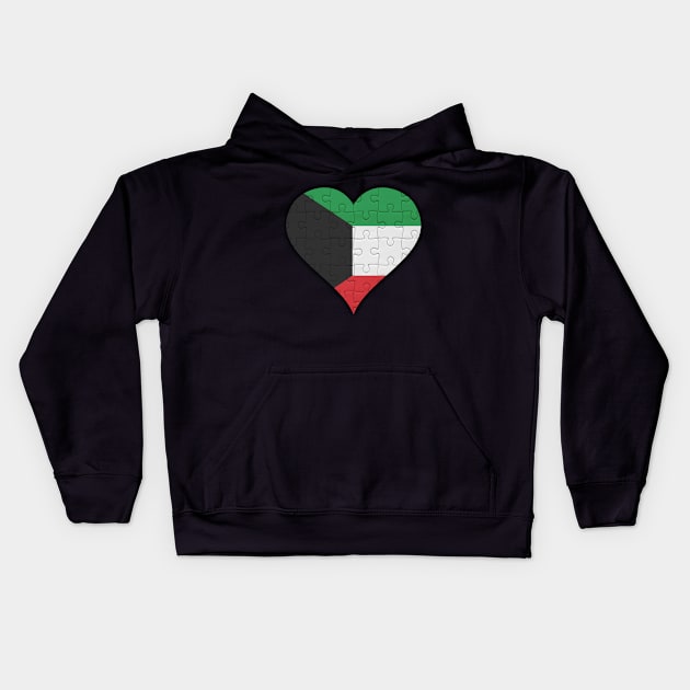 Kuwaiti Jigsaw Puzzle Heart Design - Gift for Kuwaiti With Kuwait Roots Kids Hoodie by Country Flags